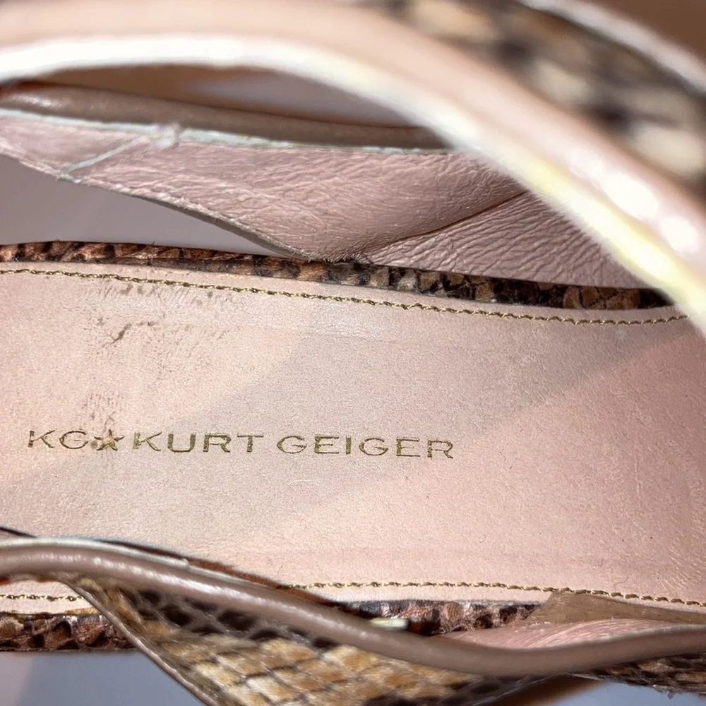 Kurt Geiger Brown Snake-Print Platform Sandals